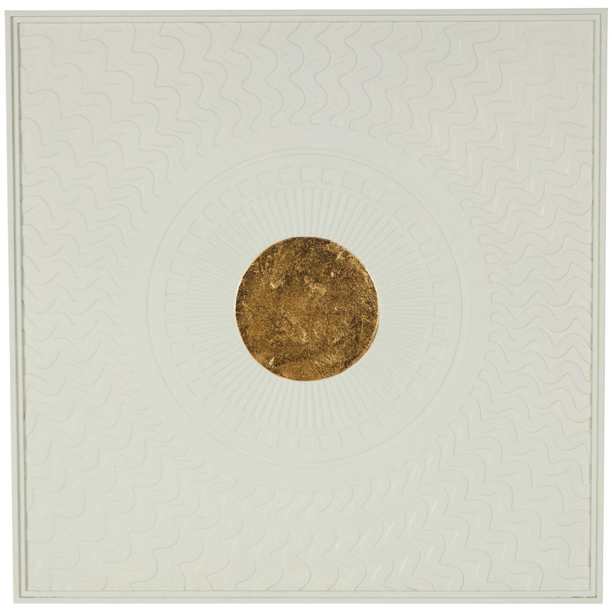 40" White & Gold Metal Geometric Wall Decor with Wavy Pattern